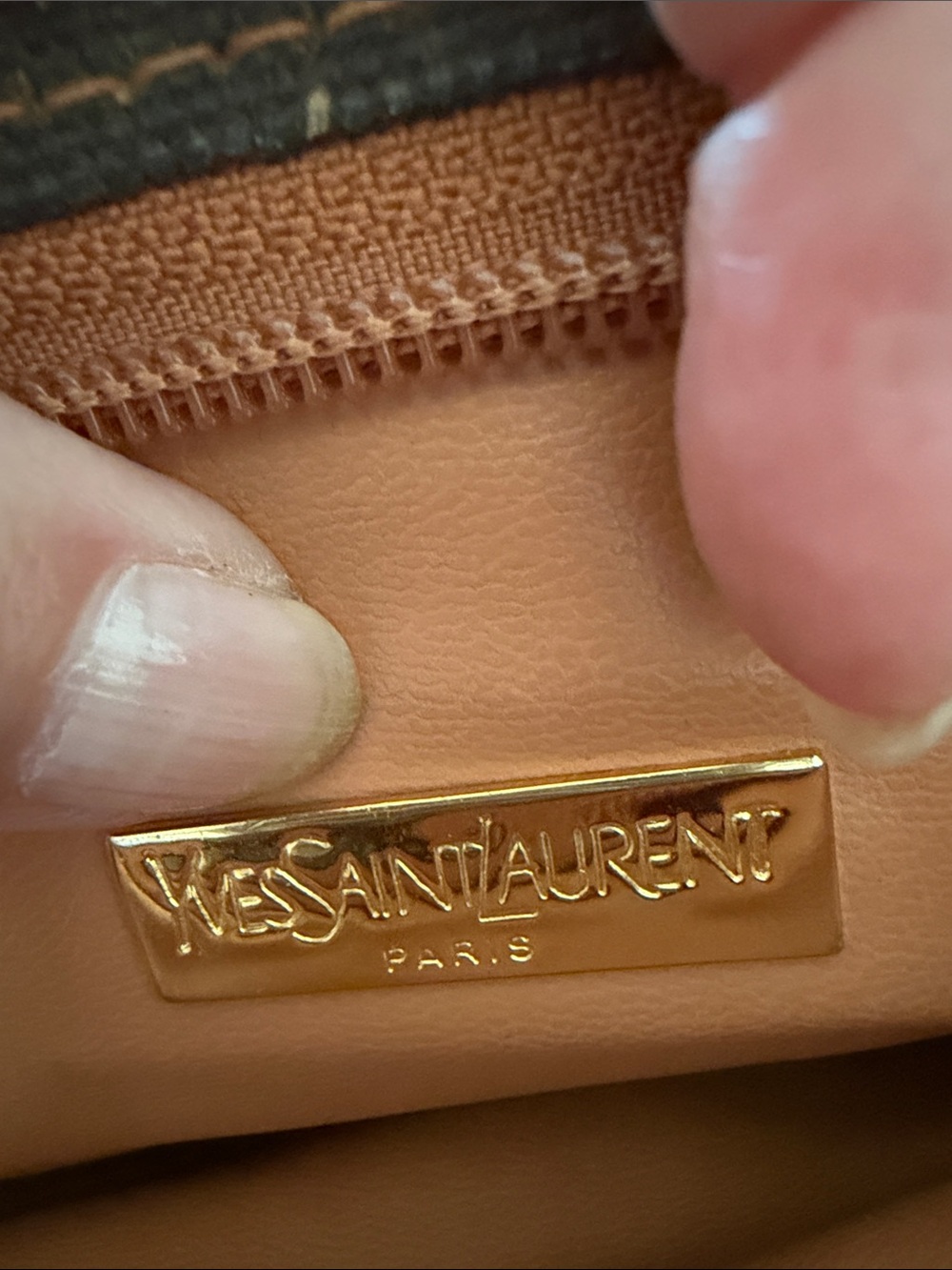 Yves Saint Laurent Brown Canvas Clutch with Leather Logo Patch - Picture 6 of 9